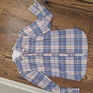 Talbots Blue Pink Plaid Flannel Shirt Size XS